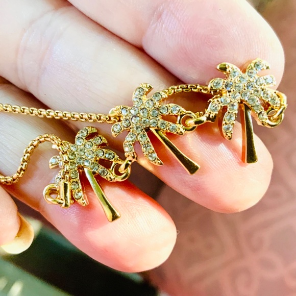 Lilly Pulitzer NWT Sparkling PALM TREE BRACELET ⭐️GOLD CHAIN /CRYSTAL - Picture 7 of 10
